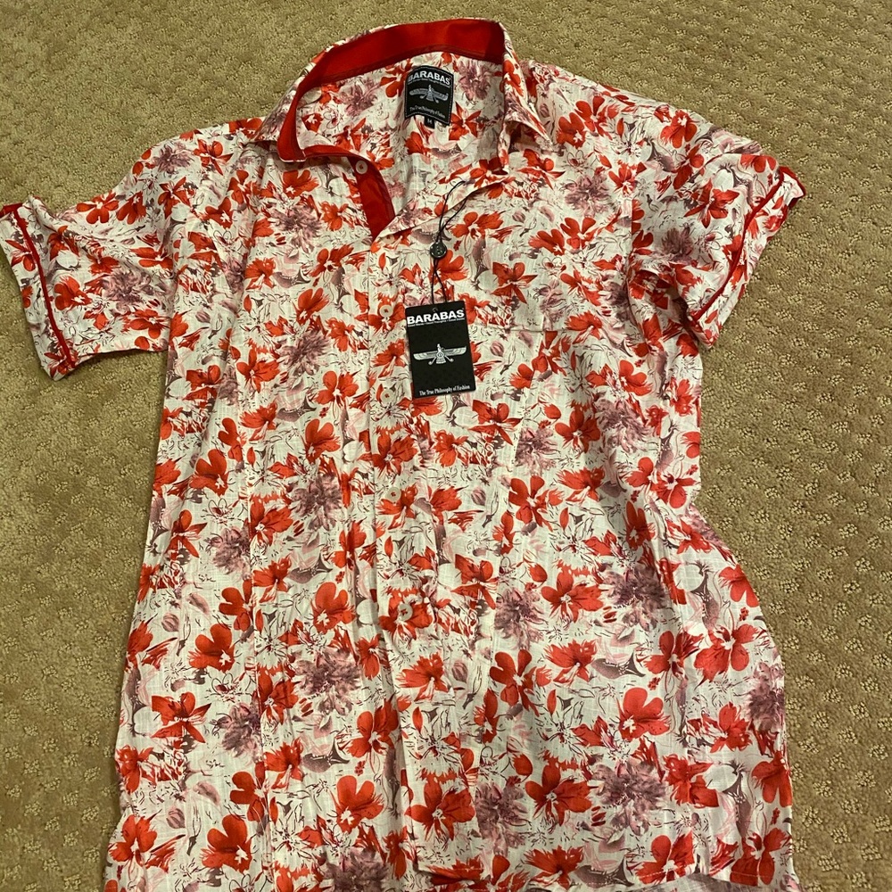 Men’s floral button down collared shirt